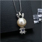 Pearl Necklace Silver Plated Pearl Bunny Long Necklace For Ladies In 2021