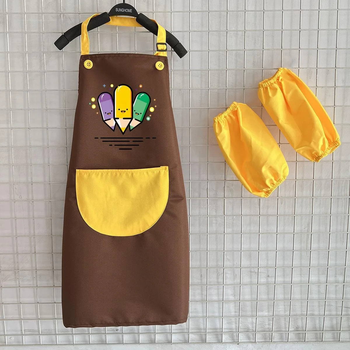 Waterproof Kids polyester child Aprons custom logo With Sleeve Custom Design Painting Kids polyester kids paint apron