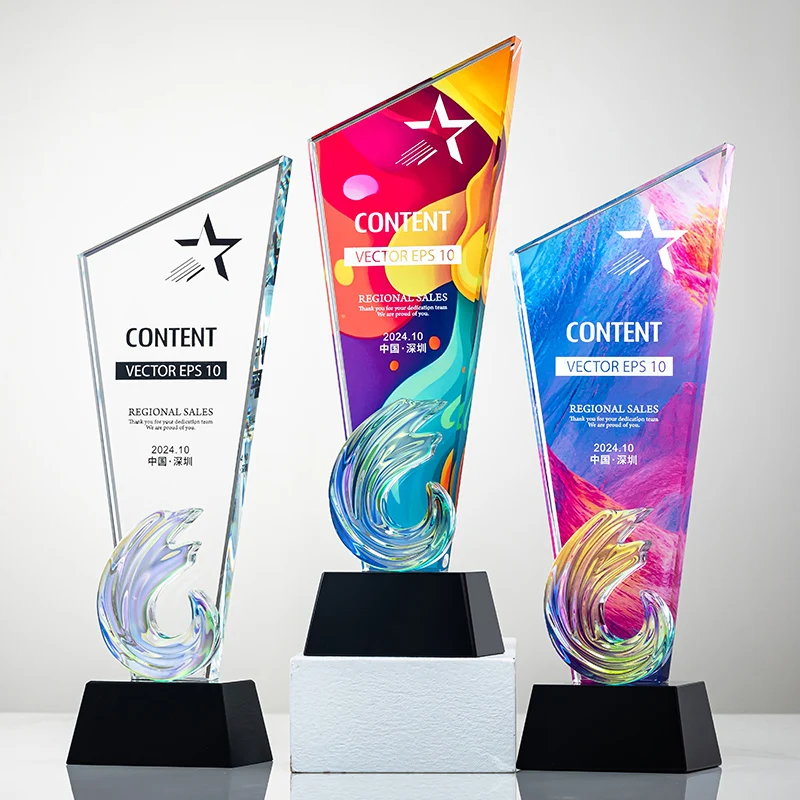 produto pequena ponte produtos personalizados alta qualidade artesanal negócios prêmio medalha sublimação cristal em branco prêmio troféu com caixa de presente-36