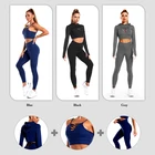 Wear Best Selling Long Sleeve Hoodies Crop Top 3 Piece Yoga Suit Sport Wear Womens Fitness Clothing Sets