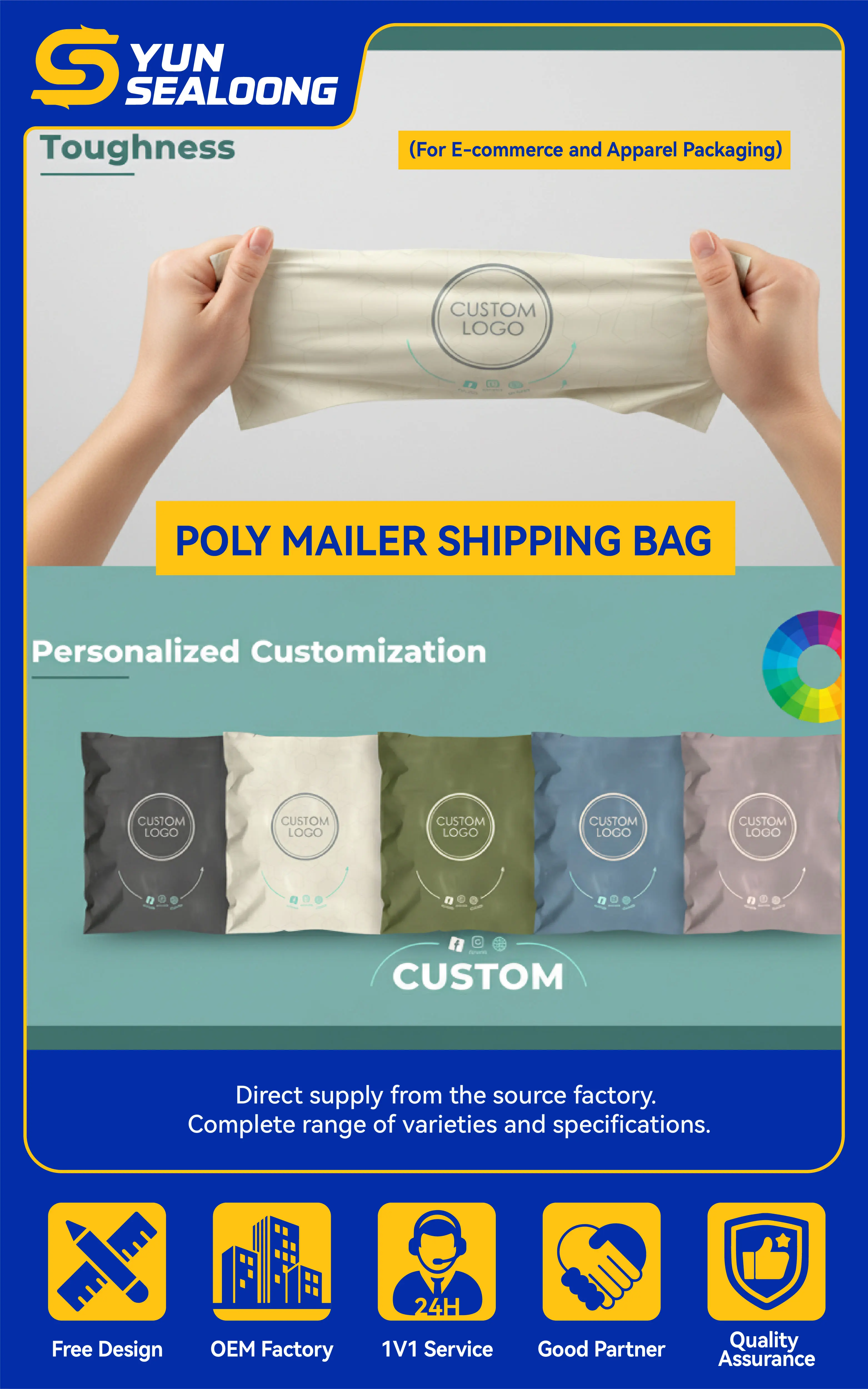 Tear-Proof and Waterproof Plastic Mailing Bag with Self-Adhesive Seal for Clothes Shipping