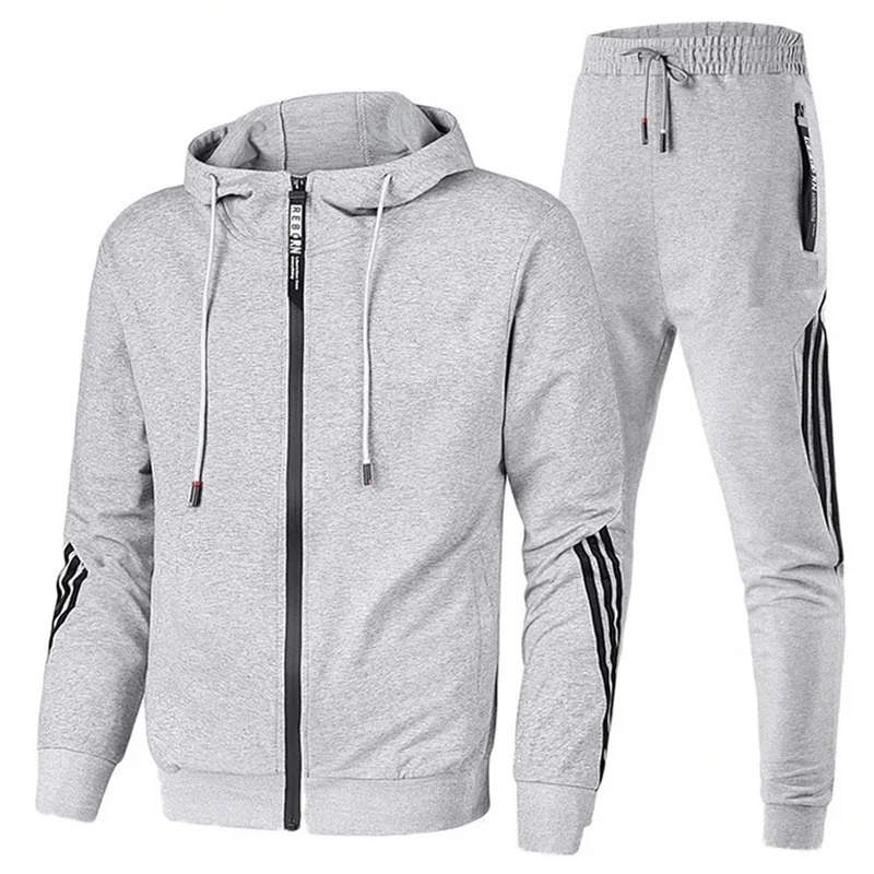 Wholesale Custom Stripes Training Set Zipper Jacket Gym Pant Blank Sweatsuit Jogging Brand sportswear men Tracksuits for Men