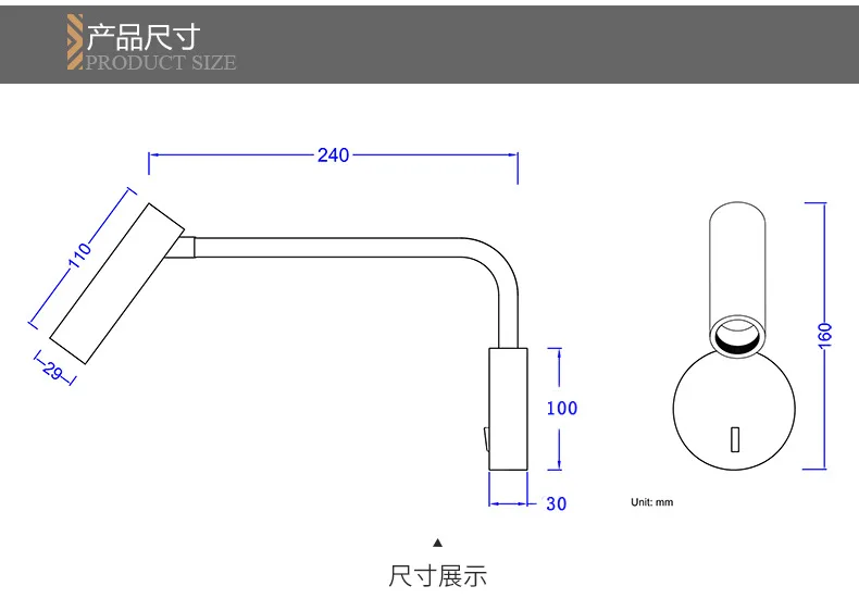 Artdecolite Adjustable Bedroom headboard wall light Gold Headboard LED hotel wall lamp