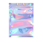 Packaging Pouch Ldpe Custom Printed Front Clear Holographic Mylar Cosmetic Packaging Stand Up Zip Lock Pouch
