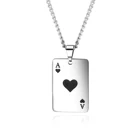 Necklace Hip Pop Men's Punk Rock Gothic Stainless Steel Ace Of Spades Playing Card Poker Pendant Necklace