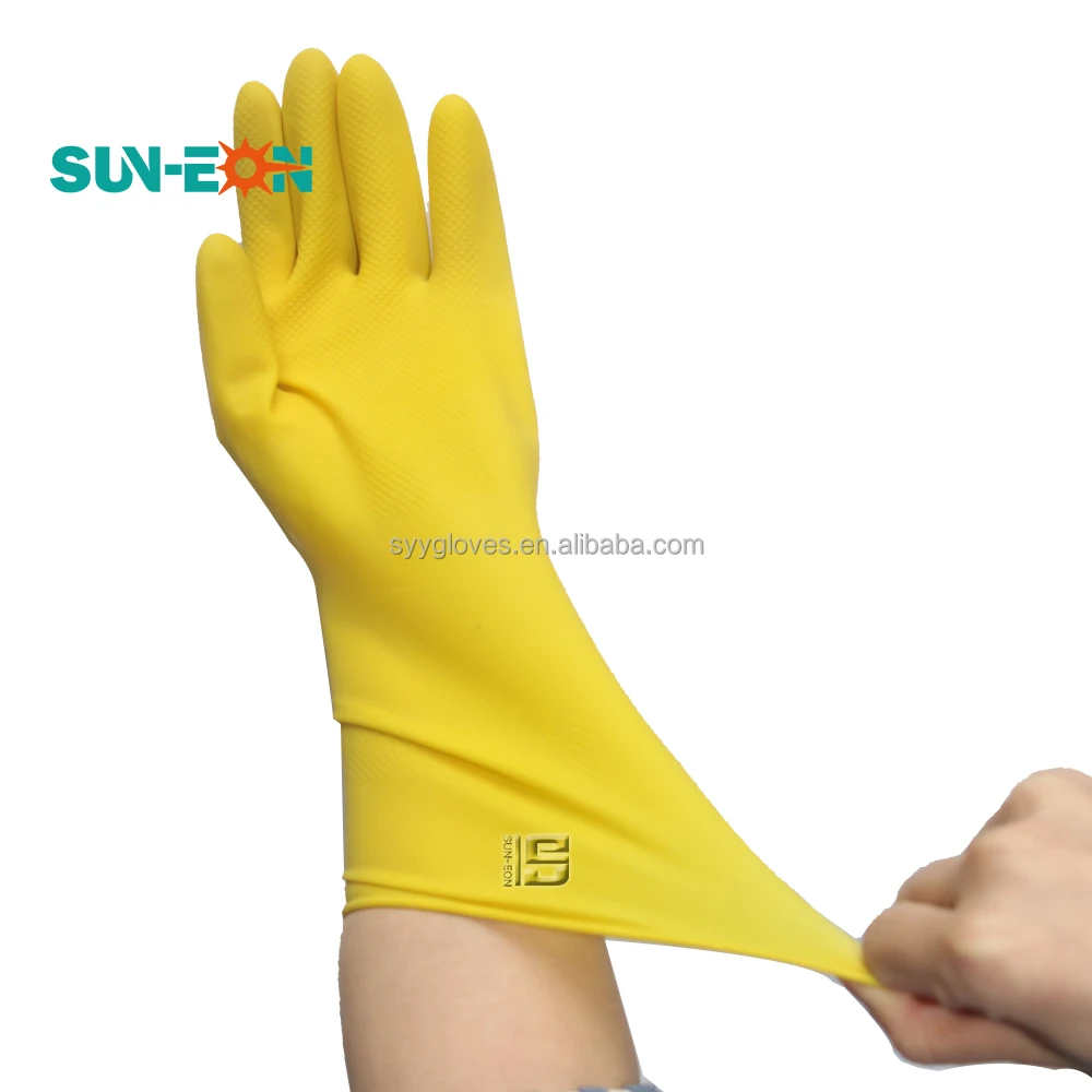 yellow long sleeve gloves