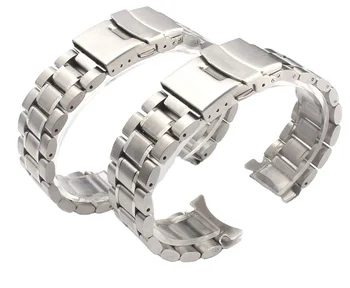 Factory Price 5 Beads Curve End Solid Metal Stainless Steel 18mm 20mm 22mm 24mm 26mm Watch Band Watch Bracelet