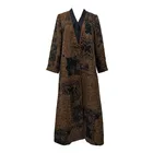 Coats Fashion Style Winter Print Long Formal Silk Coats For Ladies Women