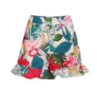Design Skirt 2021 Fashion Classic Design Floral Print Ladies Woven Ruffl Trim Pleated Skirt
