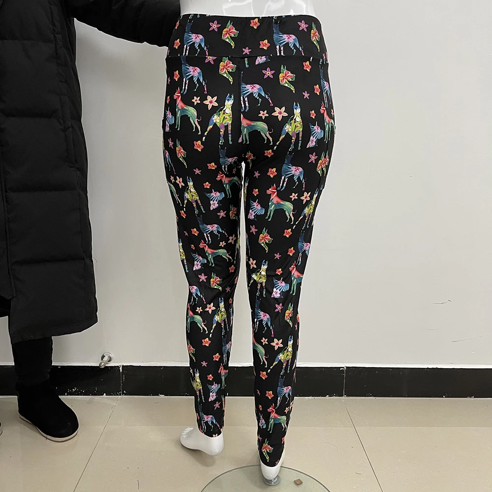 2022 Summer Fashion Elastic Women Leggings Color Weeds Digital Printing Leggings Slim Pants Trousers Women High Waist Leggings