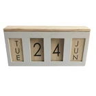 Calendar Perpetual Personalised Custom 26.5*4.5*13 Nature Grey Black Desk Wooden Calendar For Blocks