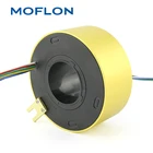 Carbon Union Carbon Brush Slip Ring Slip Ring 18 Wires Bore Size 50mm Moflon Electric Through Hole Carbon Brush Slip Ring Rotary Union