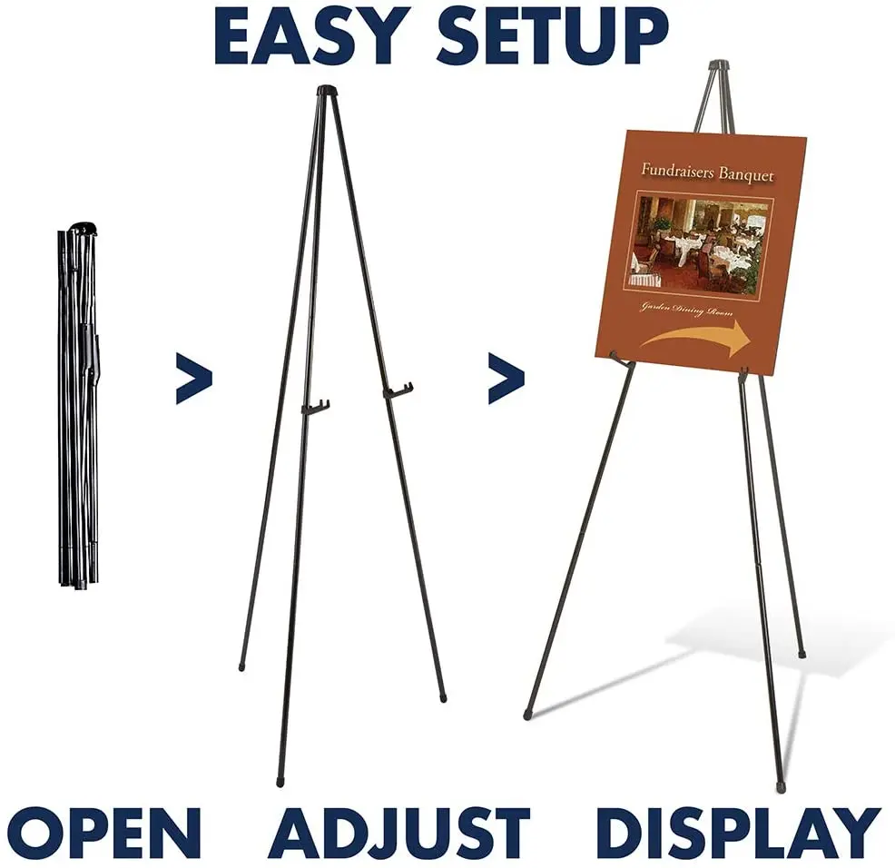 Tripod Base-Instant Easel Stand, Heavy-Duty, 64&مثل;, Supports 10 lbs