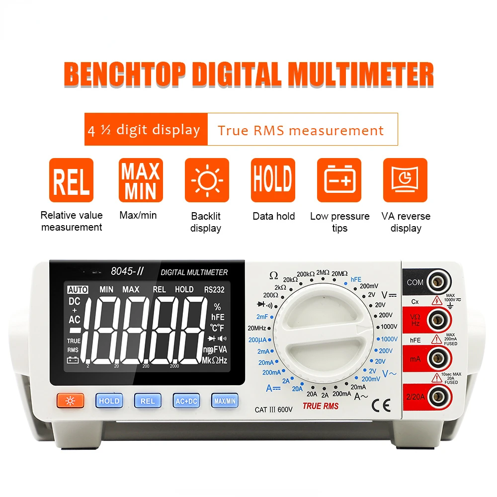 Vc8045ii Bench Type True Rms 19999 Counts Dmm Digital Multimeter Dc Ac