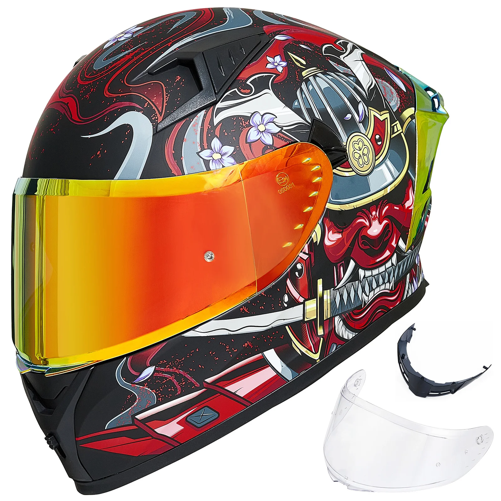 Motorcycle Helmet Full Face with Pinlock Mirrored Visors and Motocross Casco DOT 