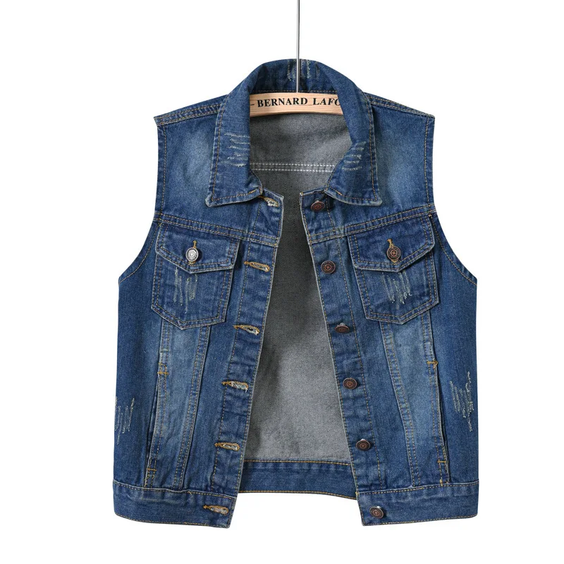 Plus Size Women's Clothing Women's Cowboy Vest Ladies Slim Raw Selvedge Plus Size 6xl Short Vests Denim Jeans Motorcycle Jacket factory