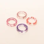 Rings 5mm Wide Rings Clear Resin Rings With Real Flower 4 Colors Options Rings Jewelry For Women Summer 2021