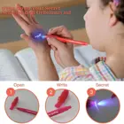 Amazon Hot Sell Magic Invisible Ink Pen With LED UV Light Children Secret Writing Pen Spy Pen