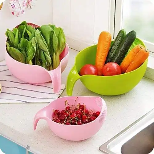 Hot selling Plastic Rice Beans Peas Washing Filter Strainer Basket Sieve Drainer Cleaning Gadget Kitchen Accessories