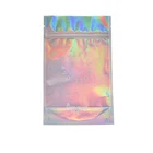 Pouch Custom Printed Front Clear Holographic Mylar Cosmetic Packaging Stand Up Zip Lock Pouch