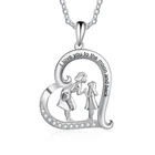Heart Mama Gift Jewelry Custom Gold Plated Child 925 Sterling Silver Mother Daughter Heart Necklace