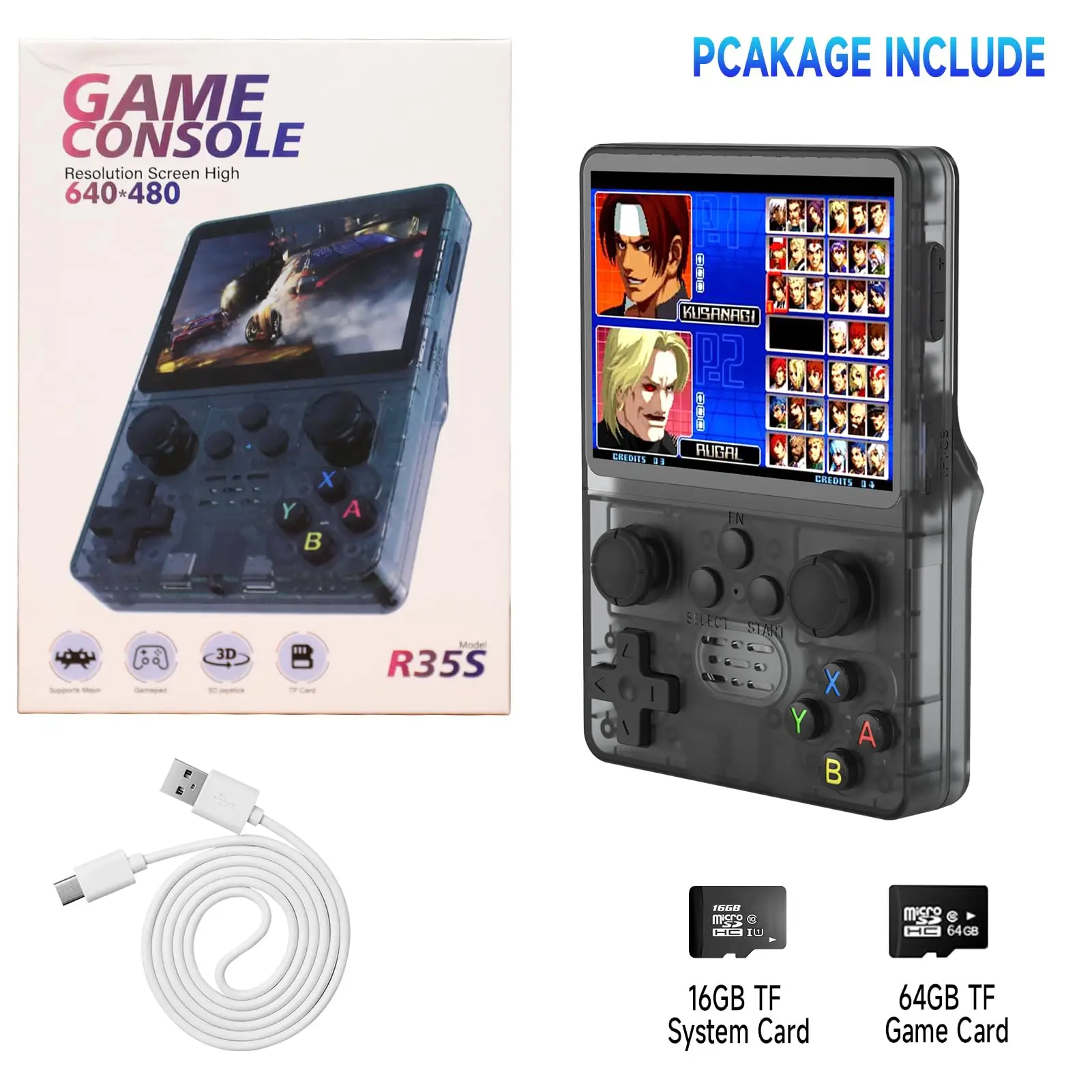 R35S Retro Video Gaming Console Built-in 1 5000+ Classic Games, Portable Game Console,3.5 Inch IPS  Screen Children's Gifts