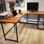 Computer Table L-shaped Office Computer Desk Writng Workstation Table With Monitor Stand