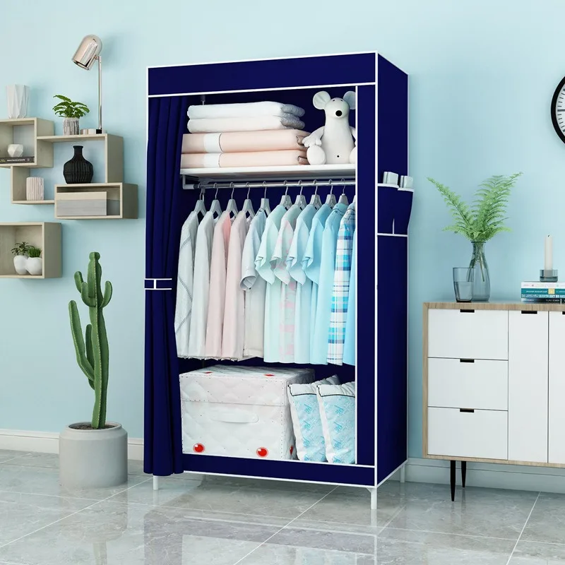 Eco-friendly Portable Wardrobe Clothes Storage Metal Pipe and Non-Woven Fabric Furniture for Home Use