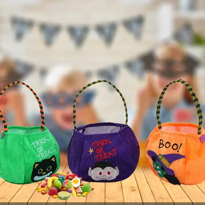 OEM/ODM Non Woven Goody Bolsas De Halloween Treat Gift Tote Pumpkin Halloween decorative Candy Bag Felt Halloween Bags