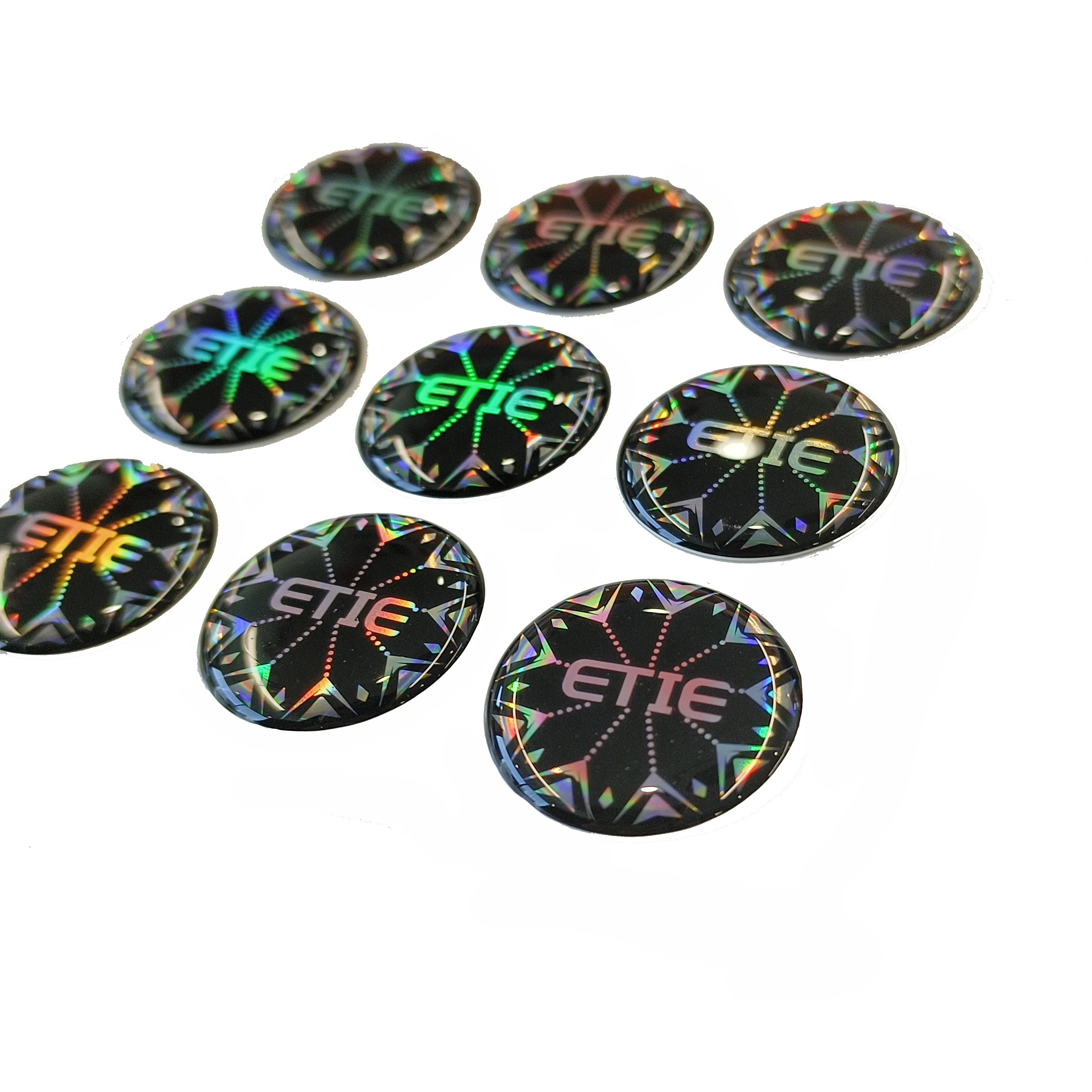 product black custom circle die cut pink laser clear crystal weatherproof 3d dome epoxy sticker-2