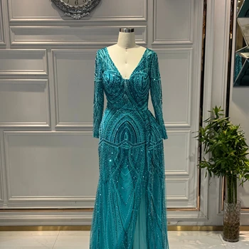 Women's XL Floor-Length Evening Party Maxi Dress V-Neck Lace-Up Prom Style with Sequins Ruffles Feathers Made Cashmere Weddings