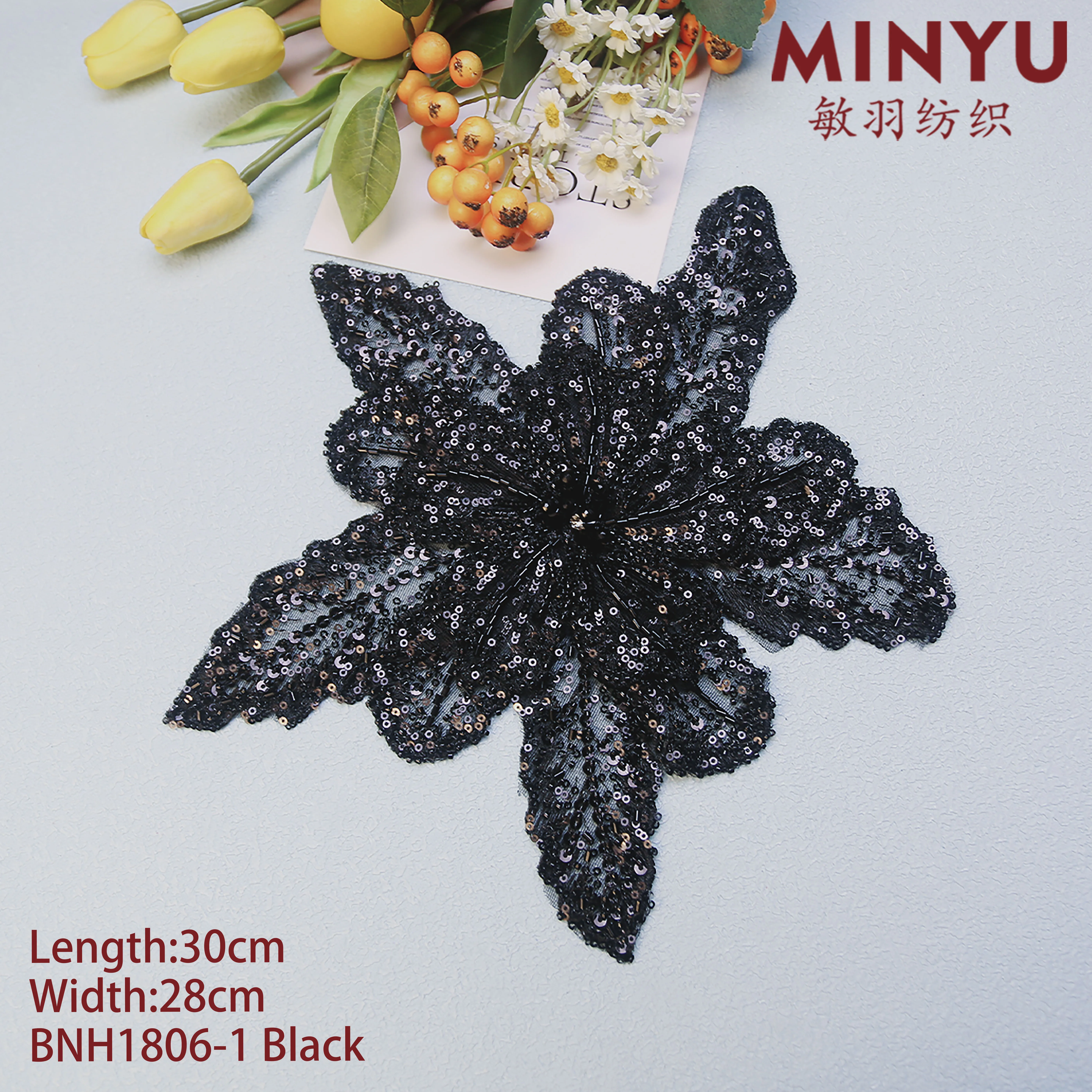 Minyu 2024 new style multi-layer beaded sequin 3d flower patches clothing accessories appliques sew on wedding dresses