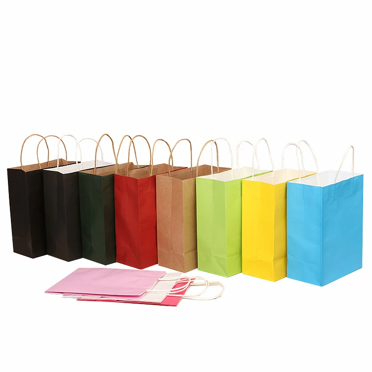 custom color white brown kraft take away gift bag