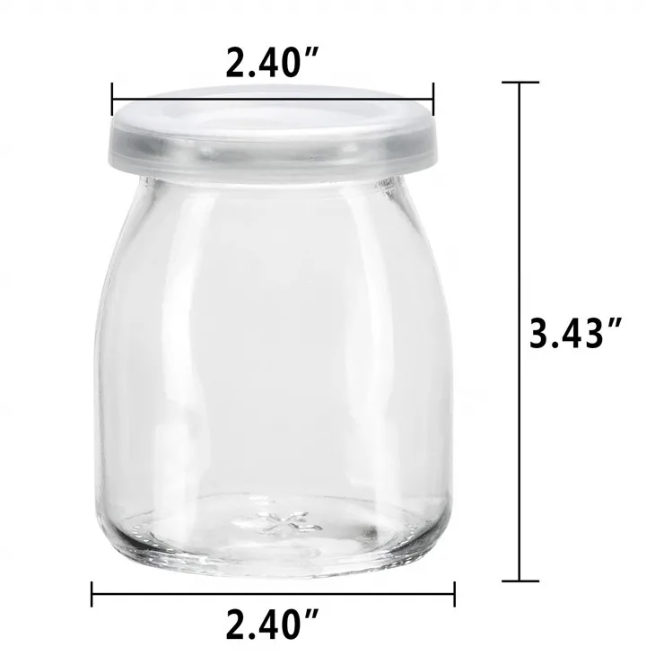 Small Clear Empty Fresh Milk Glass Bottle Pudding Glass Jar with Plastic Lid