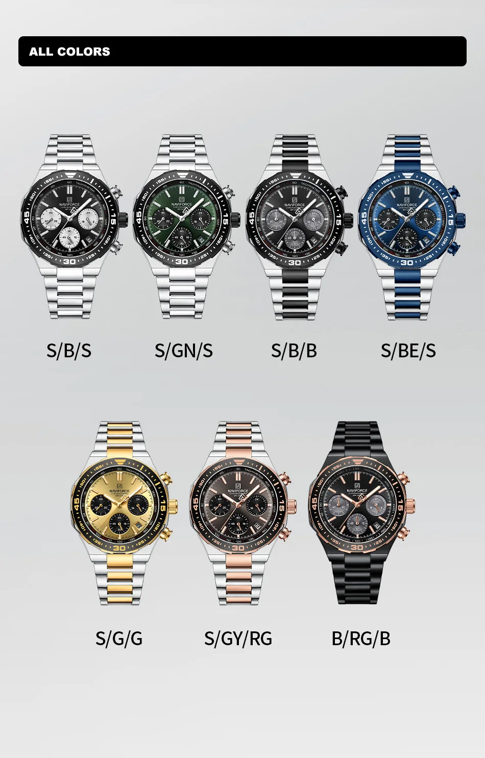 naviforce 8049 sgg gold dial custom logo quartz wa