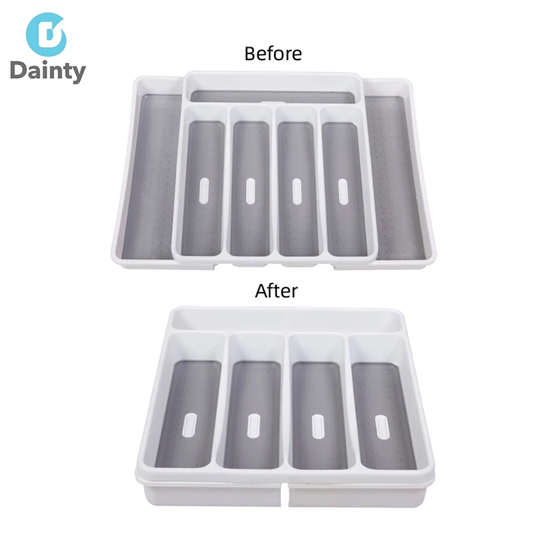 Cutlery Organizer Kitchen Drawer Tray Plastic Flatware Organizers Knife and Fork Storage