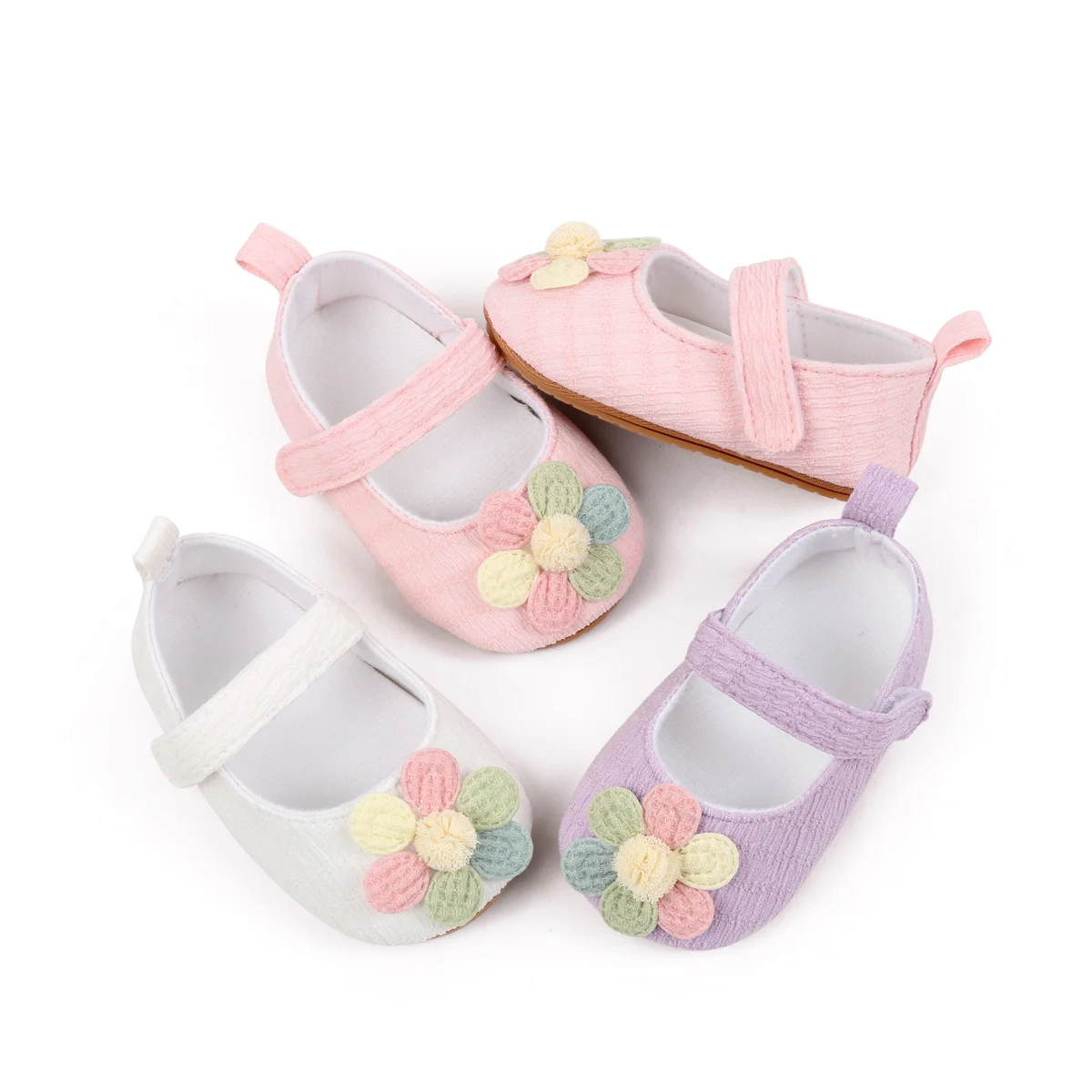 Soft TPR Outsole Colorful Flower Design Newborn Toddler Baby Girls Shoes First Walking Baby Girl Shoes details