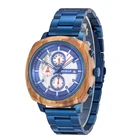 Watch Wood Watches Luxury Olive Wooden Case With Stainless Steel Band Quartz Wrist Watch