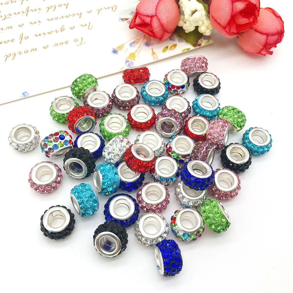 big hole rhinestone Enamel Vintage metal alloy Spacer beads for snake chain Rope Jewelry component accessories.jpg