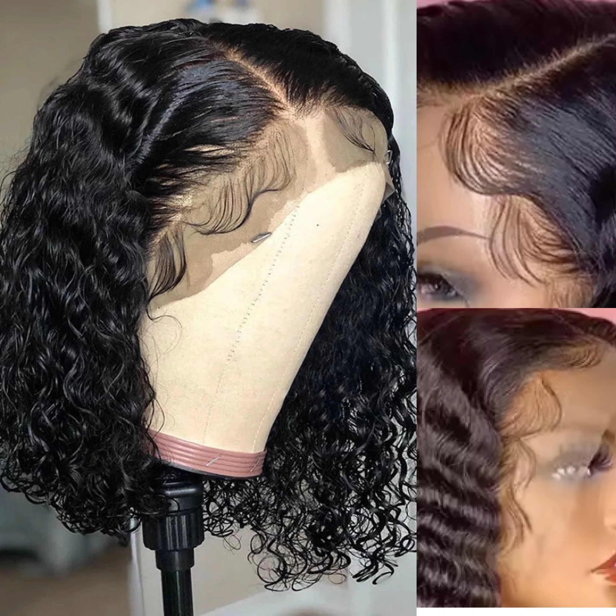 Wholesale Glueless Peruvian Hd Short Lace Bob Wigs Lace Closure Bob Wigs New Arrival Curly Virgin Human Hair Lace Frontal Wig