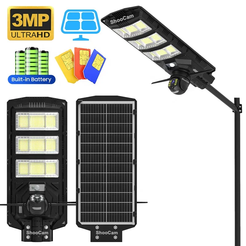 2024 New Outdoor Waterproof Low Power Solar Street Light With 3MP Camera All In One Radar Sensor Solar Panel Street Light Camera