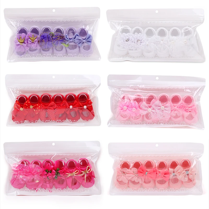Baby Girls Lace Bow Flower Boneless Socks 0-6-9 Months Infants Floor Breathable Absorbent Cotton Socks supplier