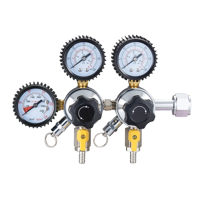 Dual-Body Economy CO2 Gas Regulator with Safety Manual Pressure Relief Valve for Beer & Other Beverages manufacture