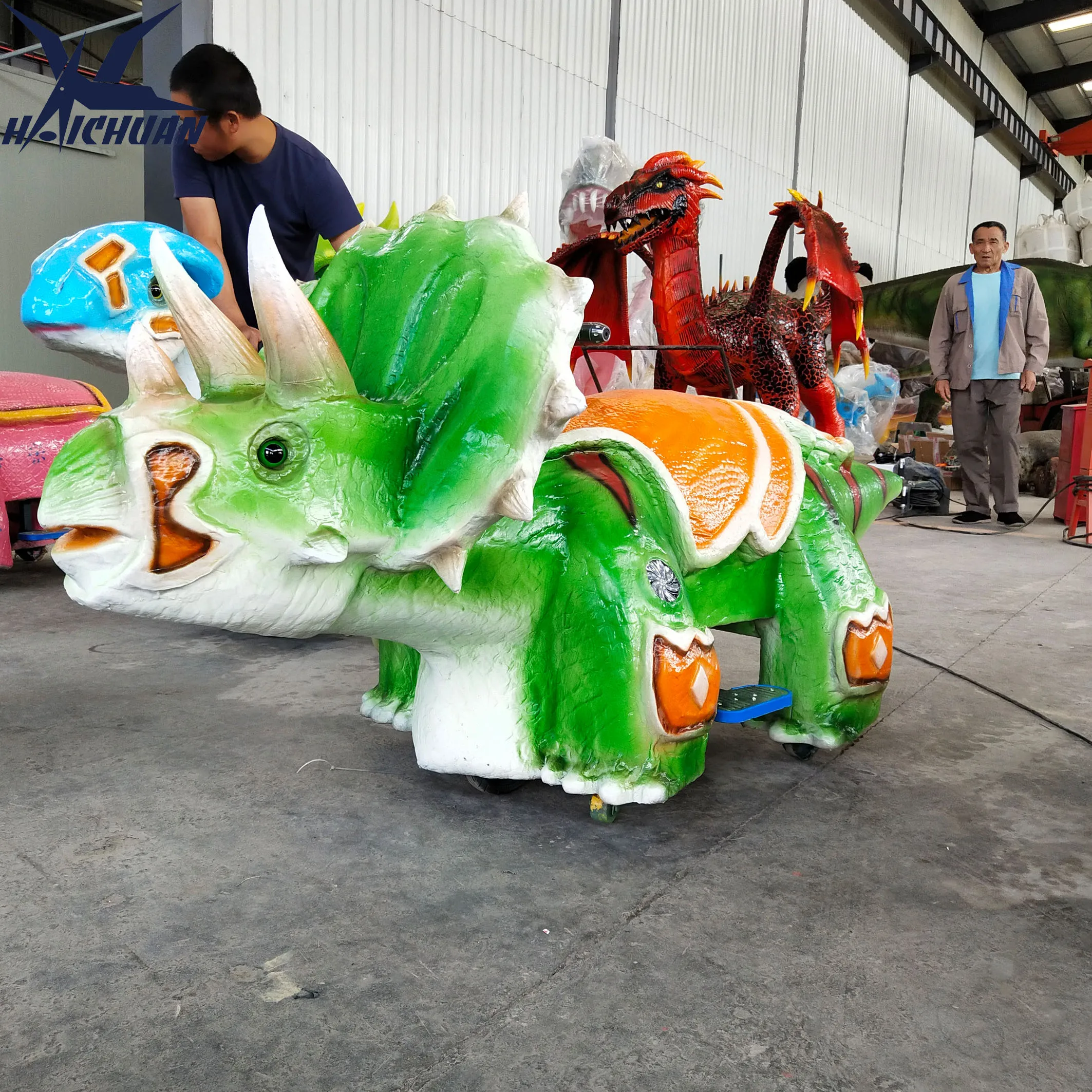 product theme park rides amusement battery coin operated interactive dinosaur scooter rides car toy for sale-2