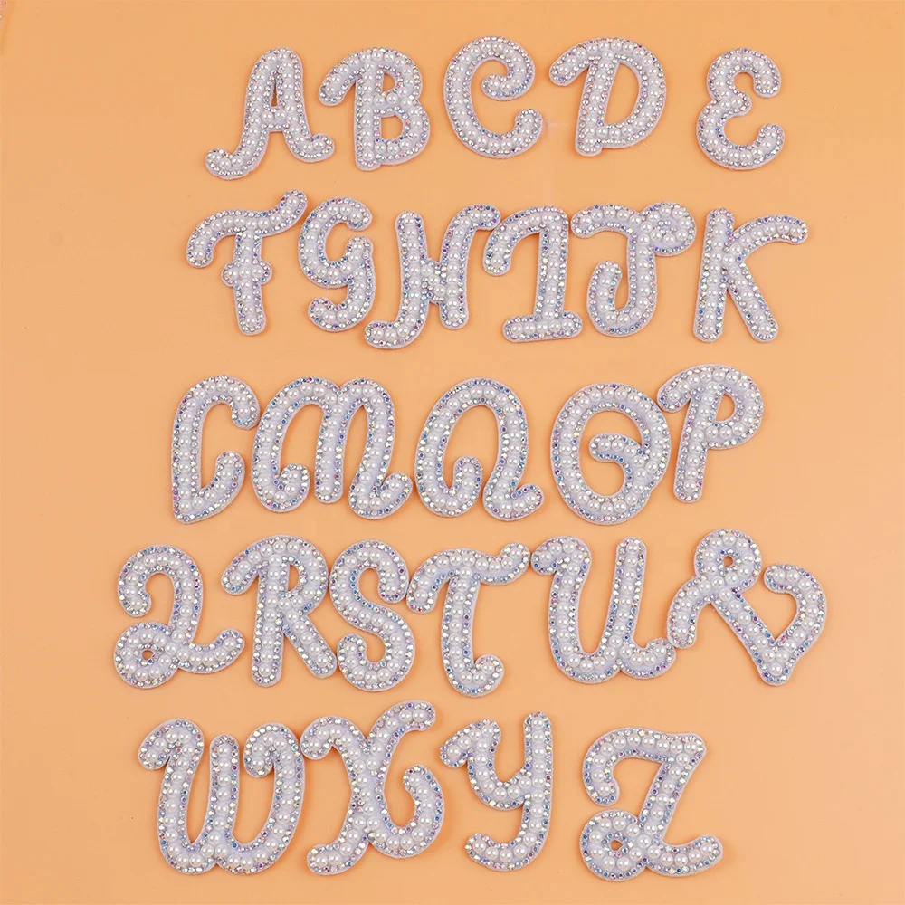 Factory direct sale Y letter iron on patches bulk rainbow pearl letter patches