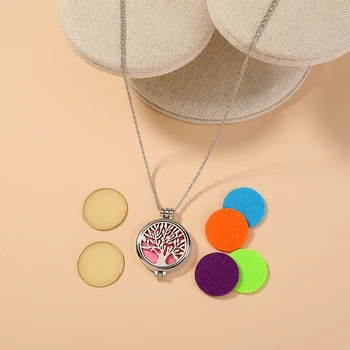 Family Tree Of Life Charm Aroma Locket Pendant Necklace Aromatherapy Essential Oil Perfume Locket Necklaces Jewelry