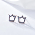 Earrings Huancai 2020 Crystal Hollow Out Crown Earrings Sweet And Lovely Flash Earrings Korean Fashion Cute Earrings
