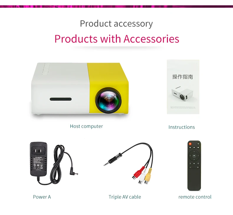 Wholesale Prices Outlet Hot Network Yellow / Black YG 300 LED Portable 500LM 3.5mm 320x240 Mini Projector Home Media Play