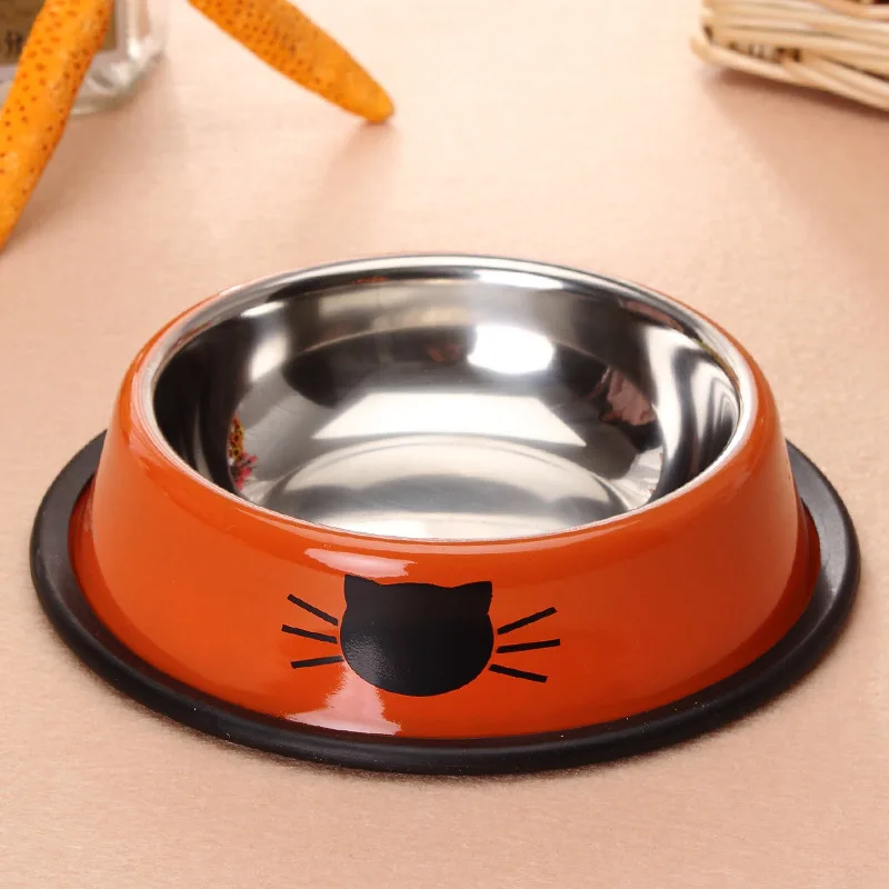 product single stainless steel anti slip silicone side pet food water feeding bowl with footprints printing-46