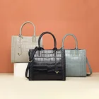 Leather Handbag New Style Brand Design Top Handle Crocodile Tote Bag Square Women First Layer Cowhide Leather Handbag